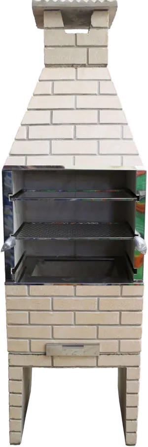 Churrasqueira pré-moldada de tijolinho branco com grelhas em inox